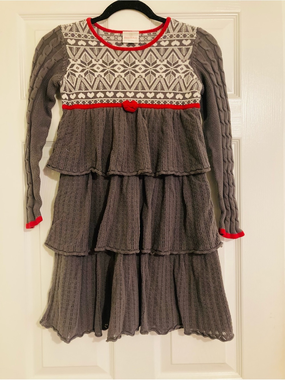 Hanna Anderson Fair Isle Tiered Sweater Dress